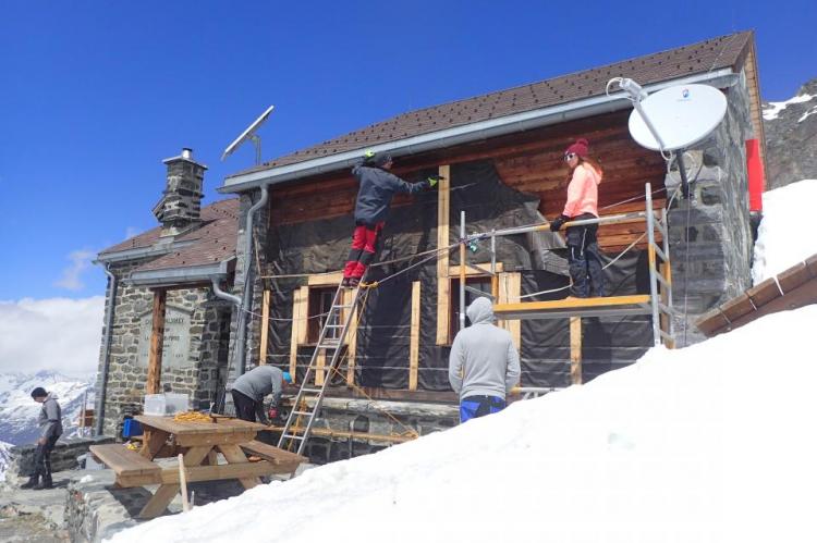 La façade sud en chantier